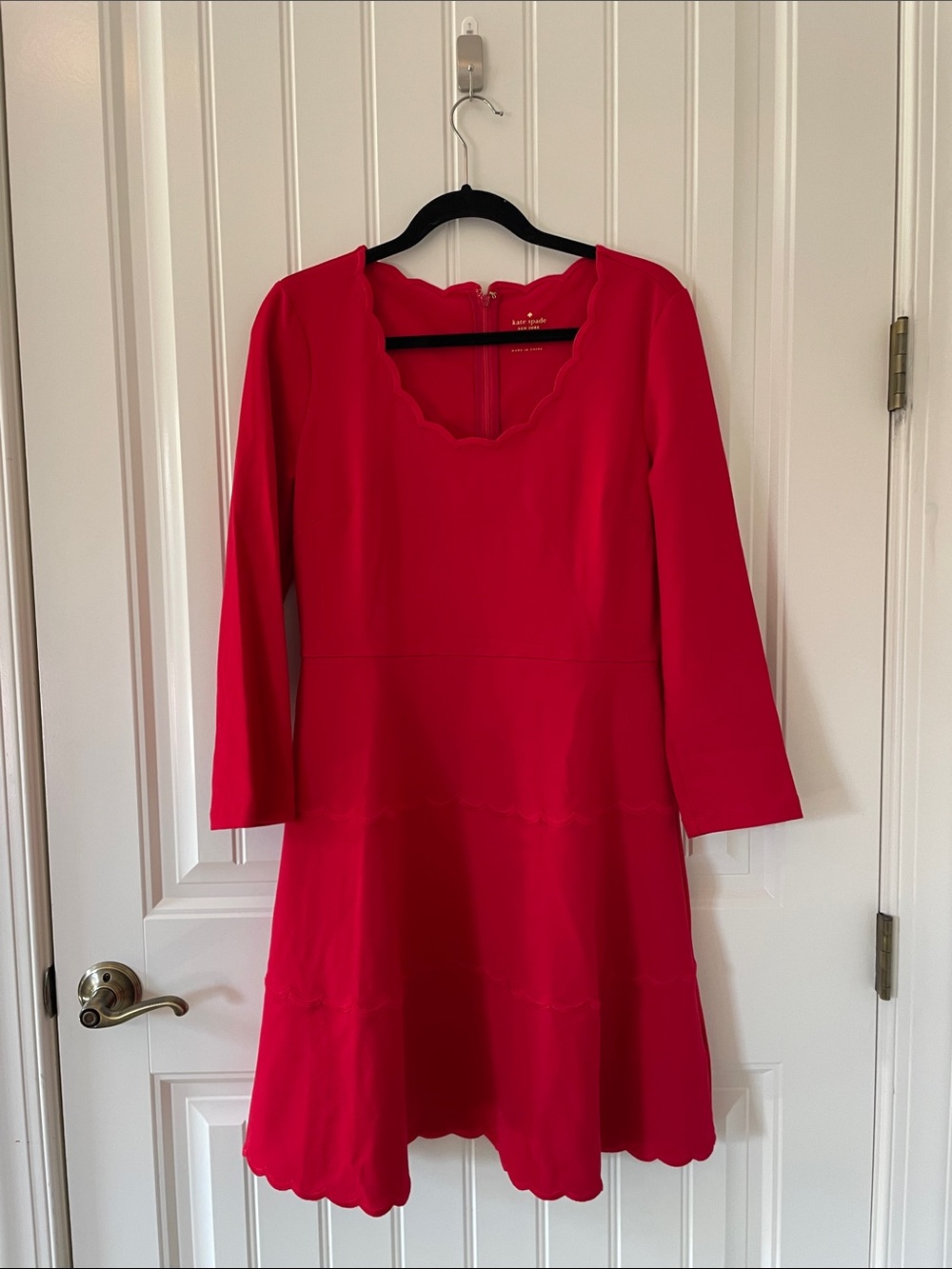kate spade Bright Red Scallop-Neck A-Line Dress